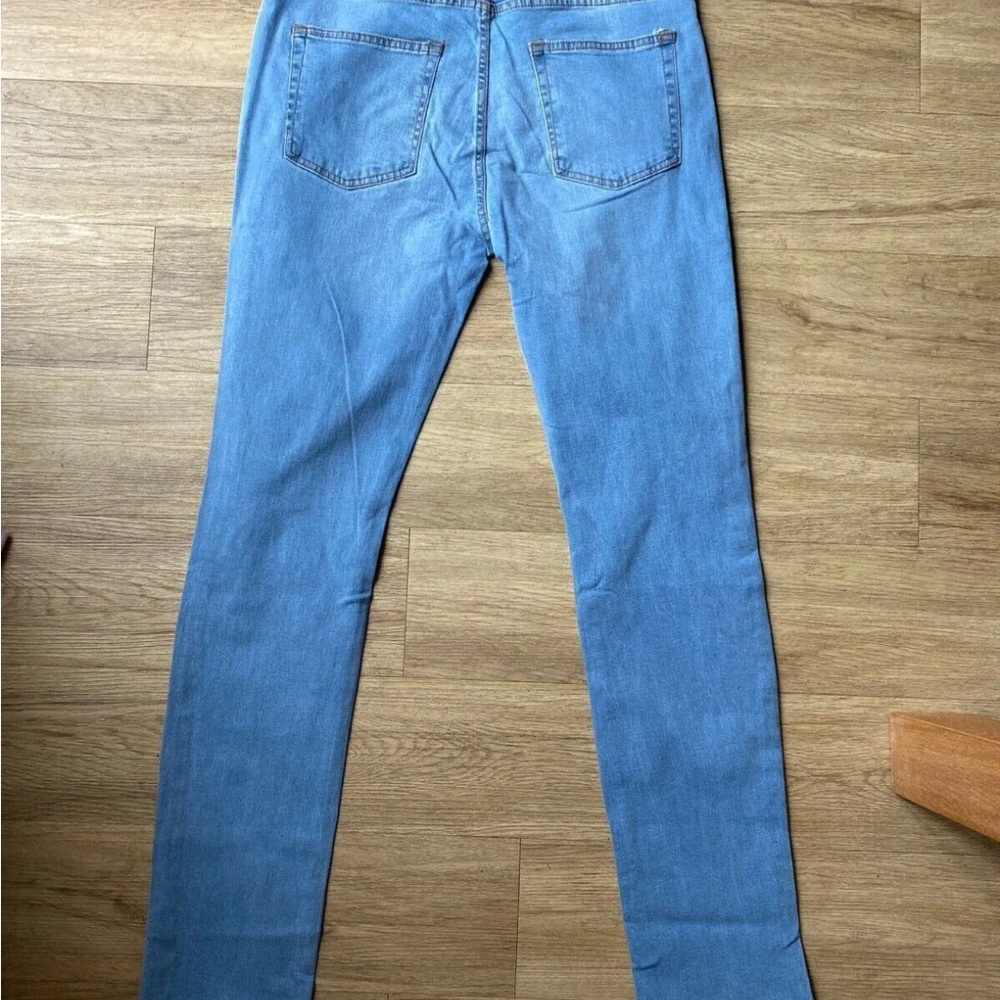 Another Influence Light Blue Jeans Size W36 R L32" Ripped Knees - Picture 6 of 7